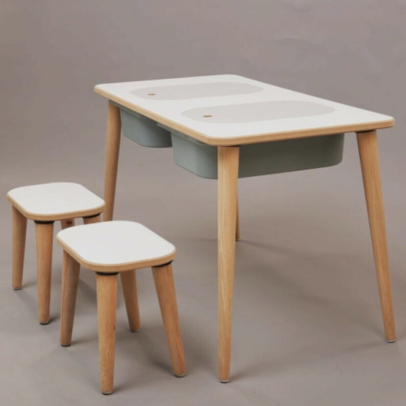 Sensory Table Activity Table Wooden Play Table With Bins Etsy