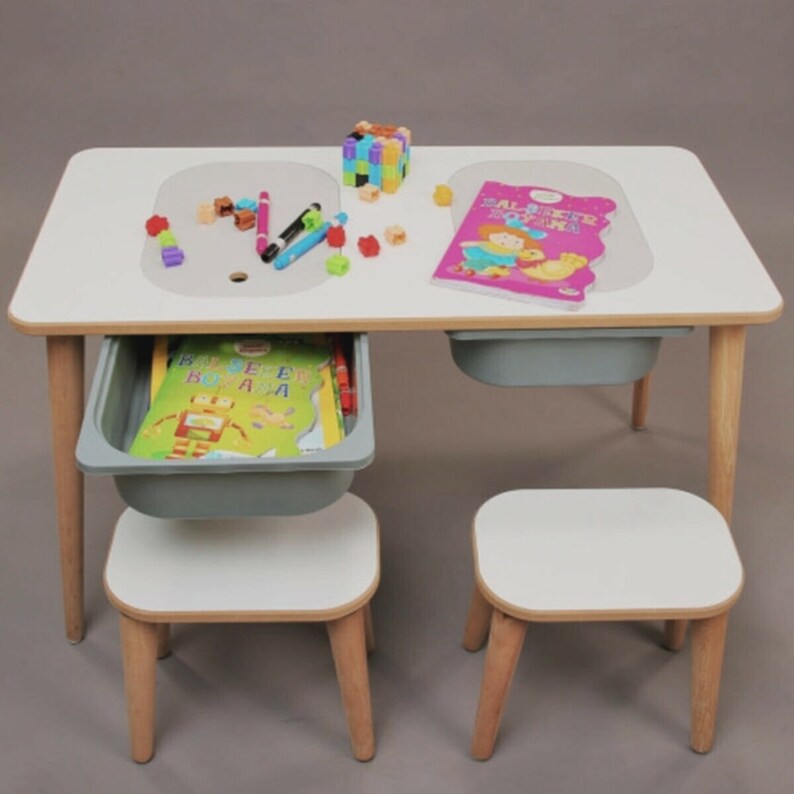 Sensory Table Activity Table Wooden Play Table With Bins Etsy