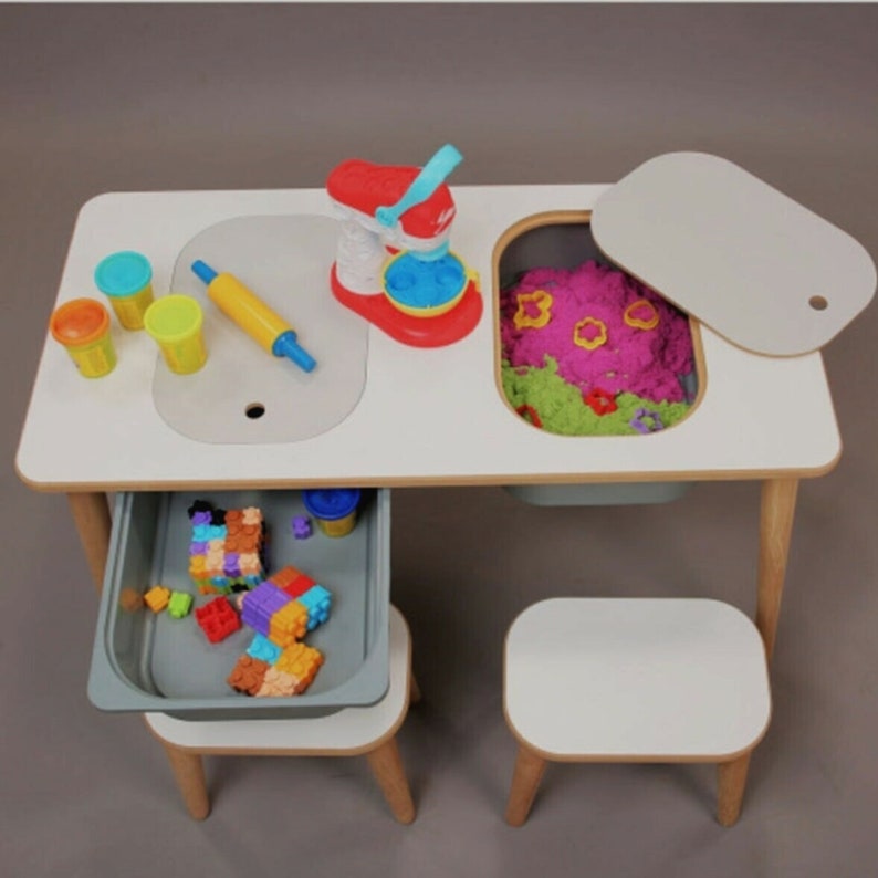 Sensory Table Activity Table Wooden Play Table With Bins Etsy