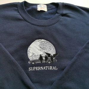 Sudadera con cuello redondo o sudadera con capucha bordada Supernatural - Dean Winchester Castiel Sam Winchester Baby Car Moon Sweat SPN