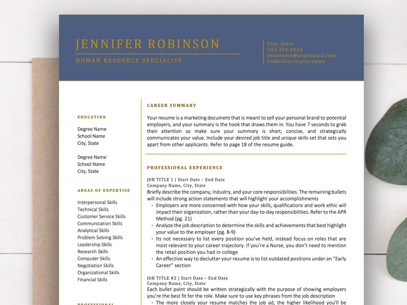 Modern Executive Resume Template 2022 | 1 & 2 Page Resume Template ...