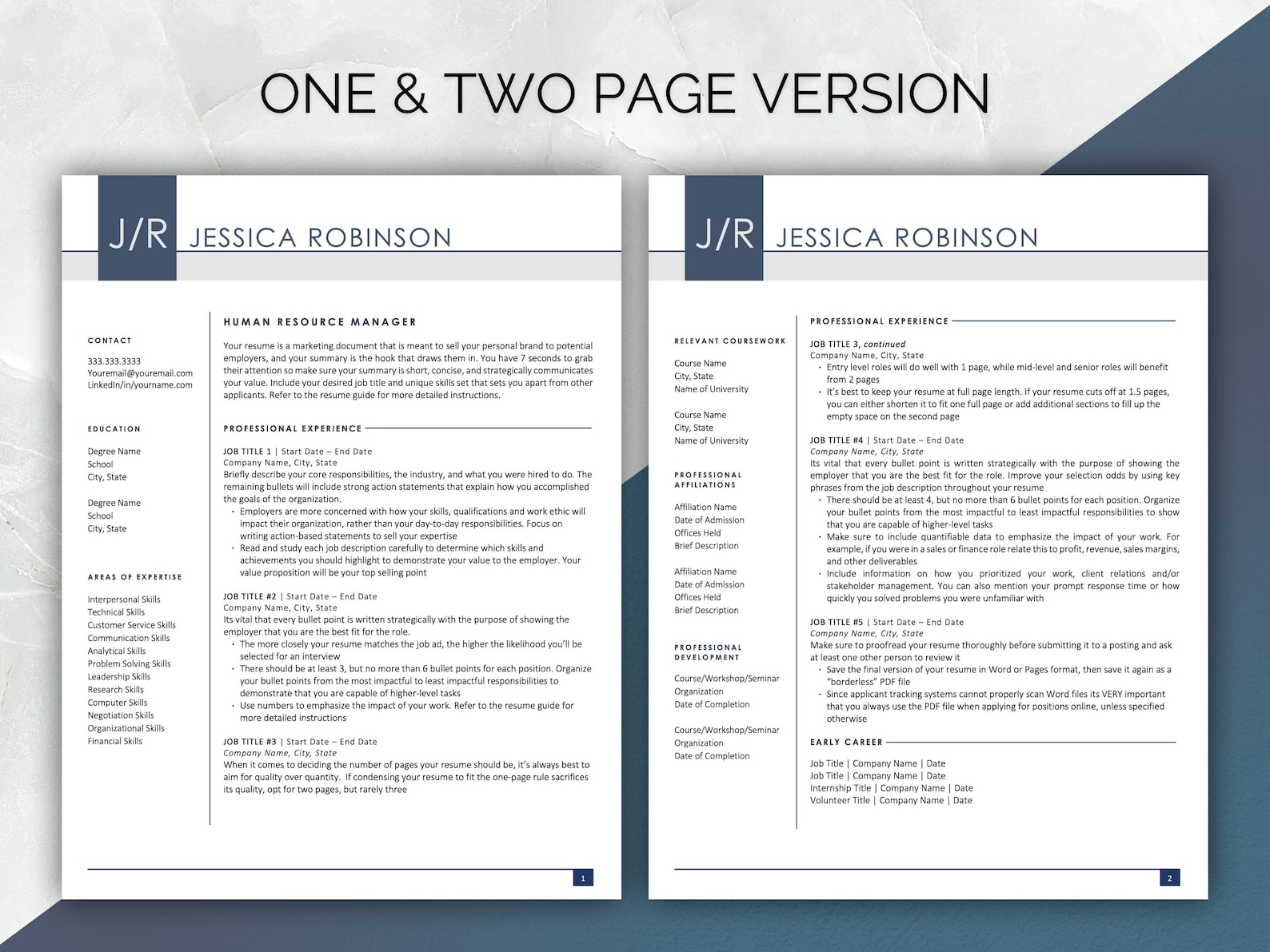 Modern Resume Template for Word | Executive CV Design (instant Download ...