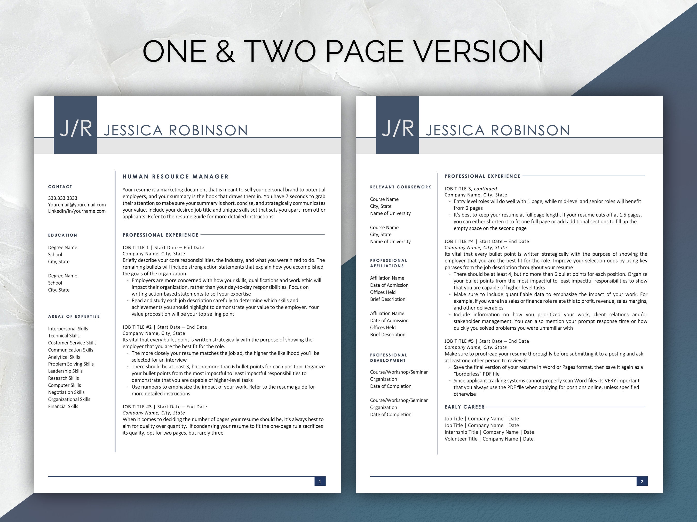 Modern Executive Resume Template 2022 1 & 2 Page Resume Template Resume ...