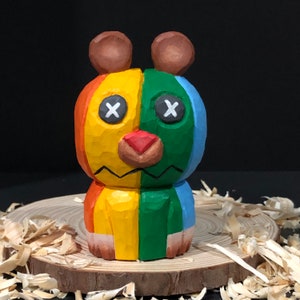 Wooden figurines Wood Carving - Hand Carved Figurine Wooden Rainbow Monster /Handmade gift/Home decoration/Art toy/birthday gift /Christmas