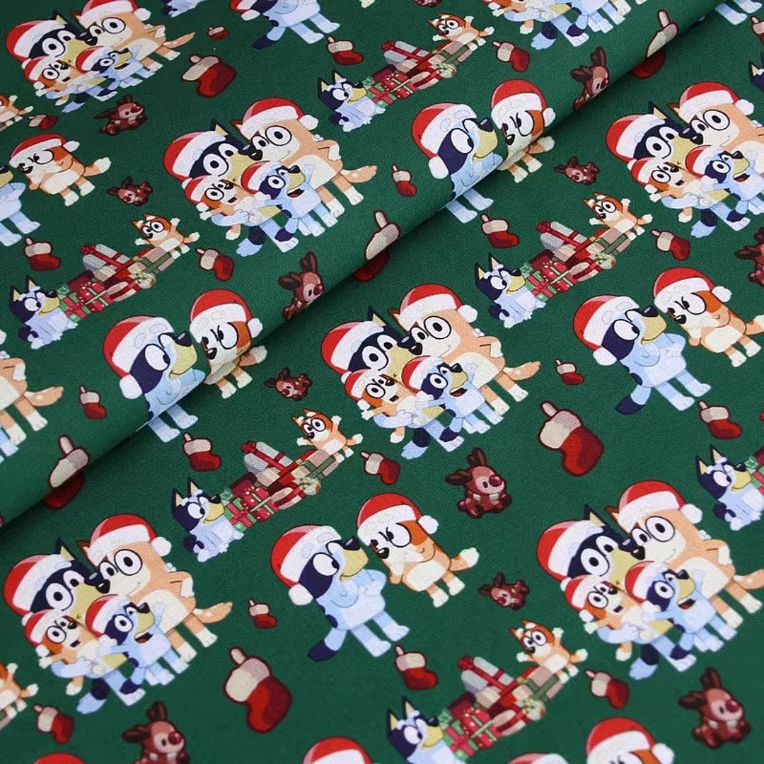 Bluey Fabric Bluey Family Fabric Christmas Gifts 100 Cotton Cartoon Cotton Fabric by the Half