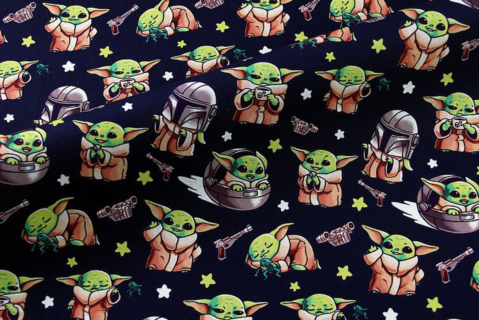 Baby Yoda Fabric Star Wars Fabric the Mandalorian Grogu Fabric Etsy