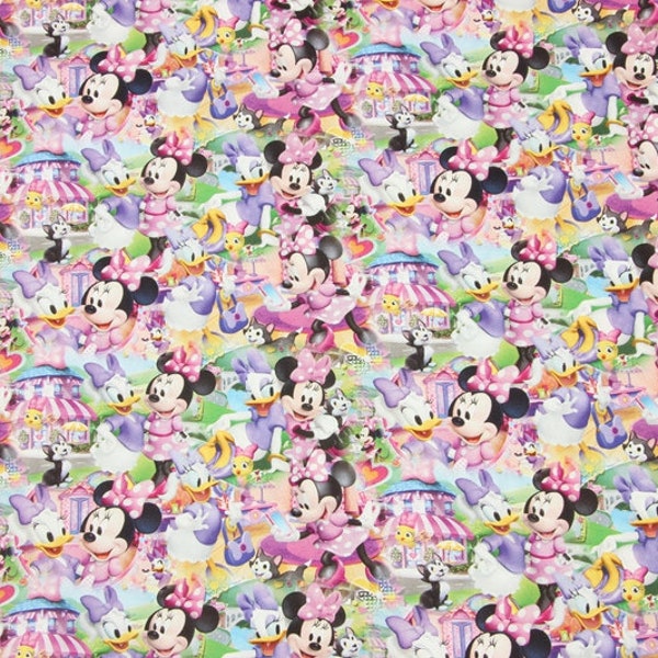 Mickey & Minnie Mouse Fabric Donald Duck Fabric Besties Fabric Minnie and Daisy Fabric 100% Cotton Cartoon Cotton Fabric By The 45cm