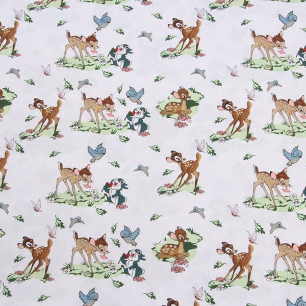 Bambi and Friends Tissu Thumper Rabbit Flower Tissu 100% Coton Cartoon Cotton Par The 45cm