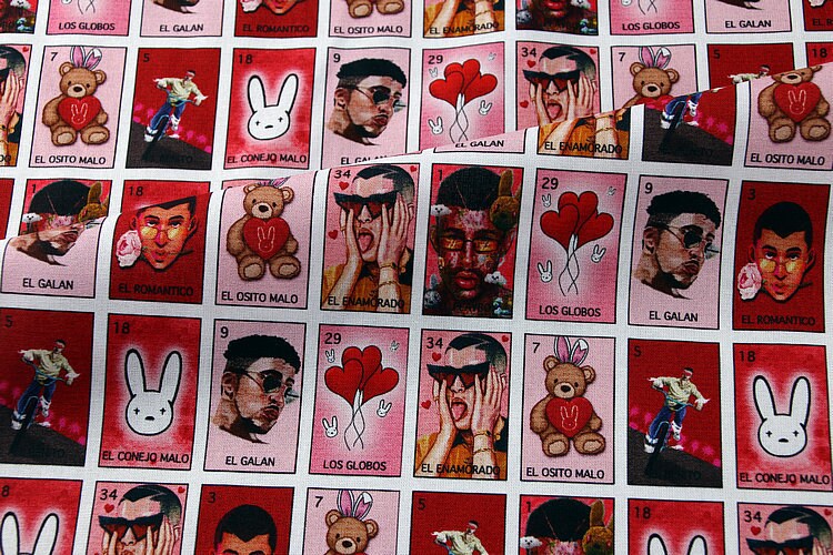 Bad Bunny Fabric 100 Cotton Cartoon Cotton Fabric by the Half Etsy