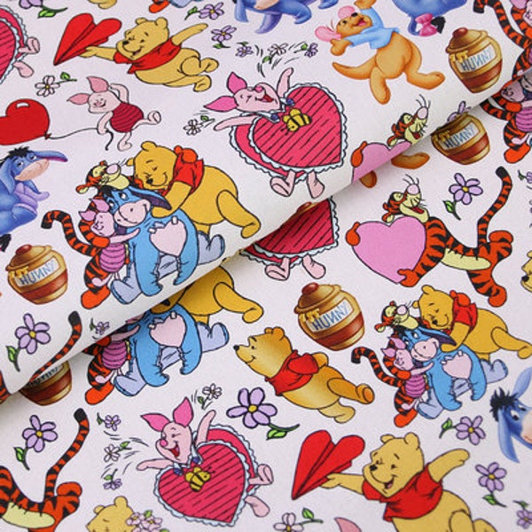 Winnie the Pooh Fabric Tigger Piglet Eeyore Fabric 100% Cotton Cartoon Cotton Fabric By The Half Meter