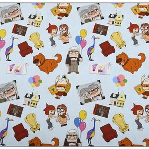 Disney's UP Collage Print Fabric 100% Cotton Cartoon Cotton Fabric By The 45cm