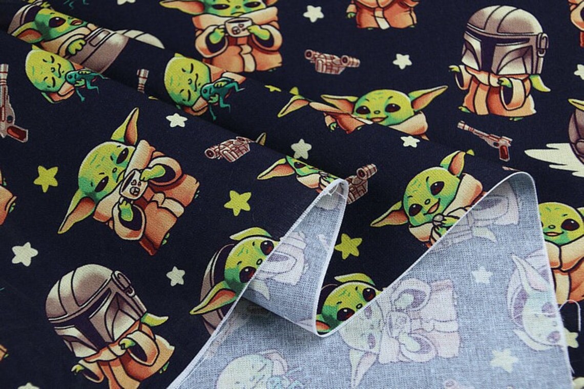 Baby Yoda Fabric Star Wars Fabric the Mandalorian Grogu Fabric Etsy