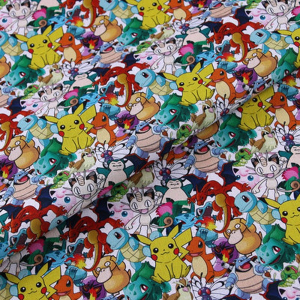 Pokemon Pocket Monster Tissu Pikachu Tissu 100% Coton Cartoon Tissu coton par le demi-mètre