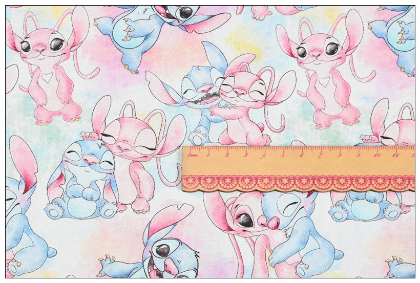 Stitch and Angel Fabric Blue Pink Koala Fabric 100 Cotton Etsy UK