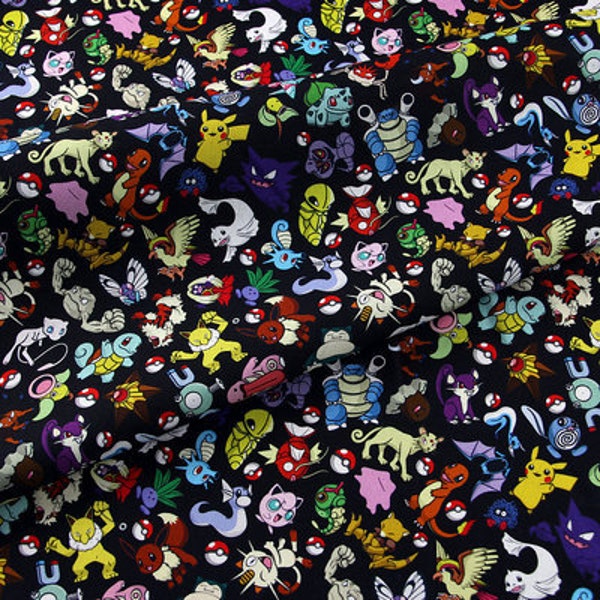 Pokemon Pocket Monster Fabric Pikachu Fabric 100% Cotton Cartoon Cotton Fabric By The Half Meter