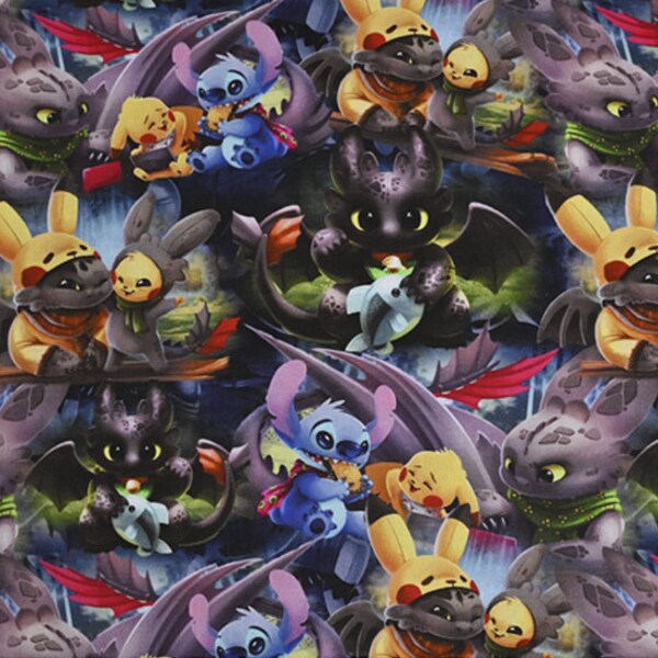 How to Train Your Dragon Fabric Pokemon Fabric Pocket Monster Fabric Stitch Fabric 100% Cotton Cartoon Cotton Fabric By The 45cm