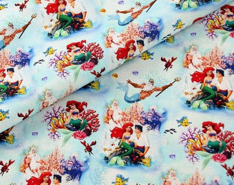 Ariel the Little Mermaid Fabric Disney Princess Fabric 100% Cotton Cartoon Cotton Fabric By The Half Meter