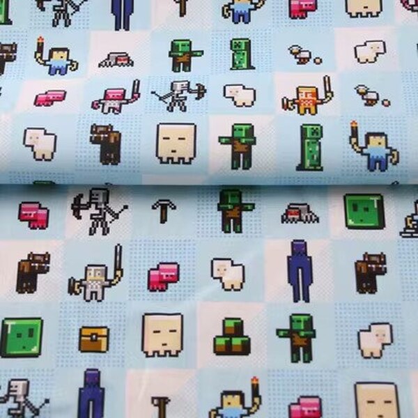 Minecraft Fabric Video Games Fabric 100% Cotton Cartoon Cotton Fabric By The Half Meter