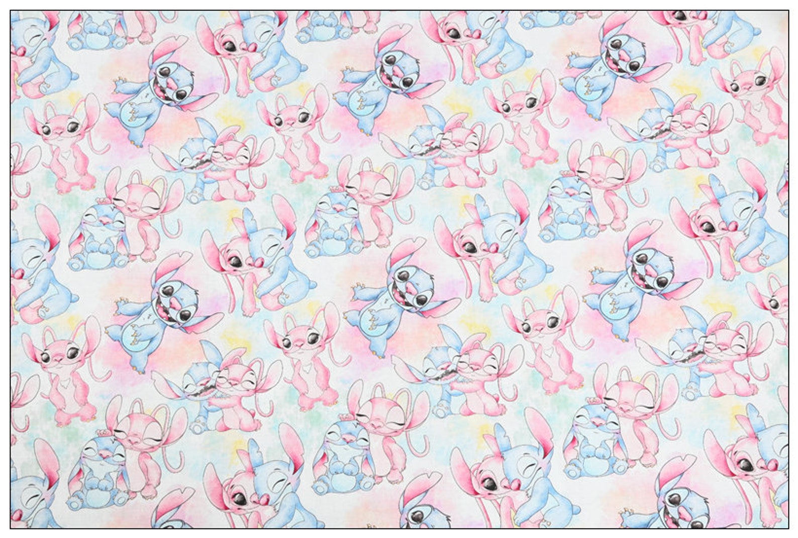 Stitch and Angel Fabric Blue Pink Koala Fabric 100 Cotton Etsy