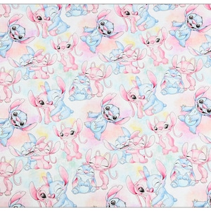 Stitch and Angel Fabric Blue Pink Koala Fabric 100% Cotton Cartoon Cotton Fabric By The 45 cm