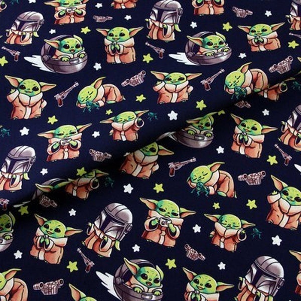 Baby Yoda Fabric Star Wars Fabric The Mandalorian Grogu Fabric 100% Cotton Cartoon Cotton Fabric By The Half Meter