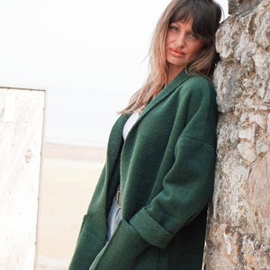 Veste décontractée douce, Manteau d'hiver, Manteau vert, Manteau femme, Mode hivernale image 1