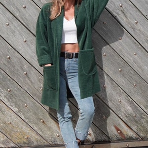 Veste décontractée douce, Manteau d'hiver, Manteau vert, Manteau femme, Mode hivernale image 2