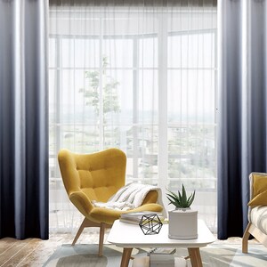 Ombre Blackout Curtain, Gradient Curtain Dark Gray & White, Set of Two, 55" x 96" (140cm x 245cm), Grommet Style, for Livingroom Bedroom