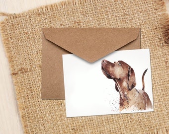 Vizsla III Greeting Card | Dog Lover Gift | (4x6" Blank) | Edswatercolours