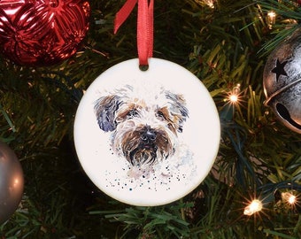 Wheaten Terrier I Round Tree Decoration.Wheaten Terrier Xmas Tree Decoration,Wheaten Terrier Christmas Tree Ornament,Wheaten Terrier decor