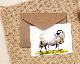 Sheep Greeting Card | Farm Animal Lover Gift | (4x6" Blank) | Edswatercolours