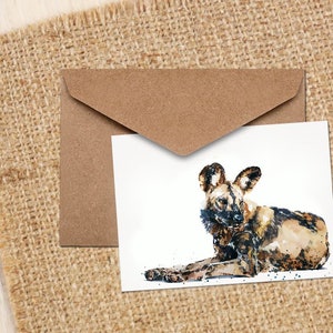 Cartão de nota de cão selvagem africano II. Cartões de cão selvagem africano, cartões de felicitações de cão selvagem africano, cartões de nota de cão selvagem africano, cartões de lobo pintados