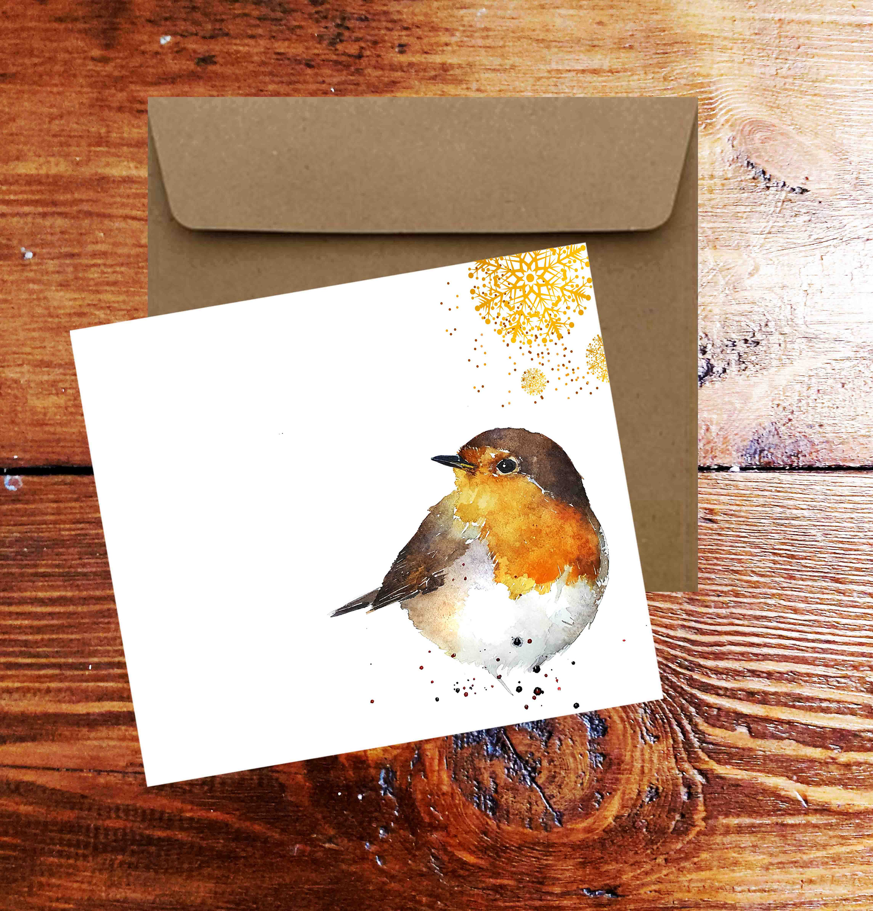 Robin Watercolour Art Square Christmas Card(s) Single/ Pack of 6.robin ...