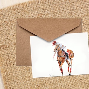 Poloreiter Kunst Grußkarte/Notizkarte.Polospieler Karte,Poloreiter Pferd Kunst Karte,Polo Pferd Spieler Grußkarte