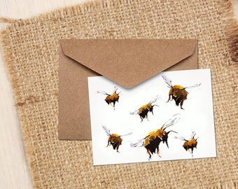 Bumblebees Greeting/Note Card.Bumblebee cards,Bumblebee note cards, Bumblebee pheeting cards,Bee art Card