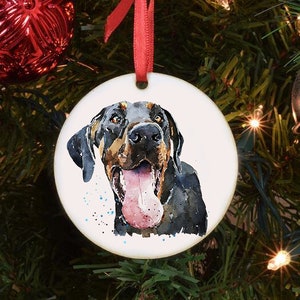 Doberman I Ceramic Circle Tree Decoration. Doberman Xmas Tree Decoration, Doberman  Christmas Tree Ornament,Doberman Xmas Tree Decoration