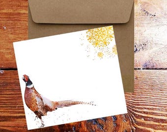 Fasan Weihnachtskarte | Spiel Vogel Geschenk | Eds Aquarell