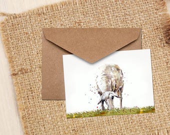 Sheep II Greeting Card | Farm Animal Lover Gift | (4x6" Blank) | Edswatercolours