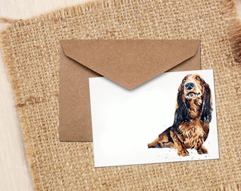 Long Haired Dachshund Greeting Card | Dog Lover Gift | (4x6" Blank) | Edswatercolours