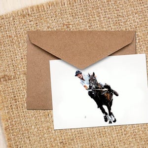 Polo Rider VI Art Greeting / Note Card.Polo Player Card,Polo Reiter Pferd Kunstkarte, Polopferdespieler Grußkarte