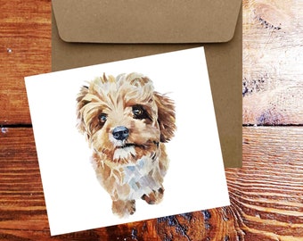 Cavapoo Weihnachtskarte | Hundeliebhaber Geschenk | (150*150 mm Blank) | Eds Aquarell