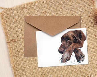 Chocolate Labrador Greeting Card | Dog Lover Gift | (4x6" Blank) | Edswatercolours