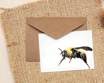 Bumblebees IV Greeting/Note Card. Cartes bourdons, Cartes de correspondance bourdon, Cartes de voeux bourdon, Carte d'art abeille