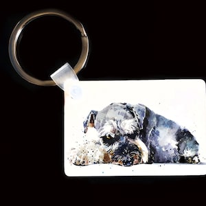 Schnauzer Keyrings (Assorted) .Schnauzer Art  Keyring,Schnauzer Dog Keyring, Schnauzer Keyring