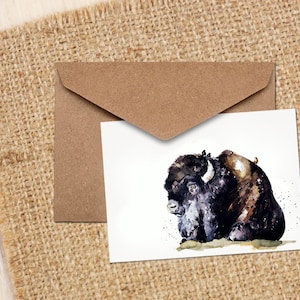 Bison and Friends Art Greeting/Note Card.Bison Card,Bison Art card,Bison greetings card,Bison Watercolour greeting cards,Buffalo Bison Card