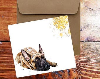 Belgian Malinois Note Card |Christmas Card | Dog Lover Gift | Edswatercolours