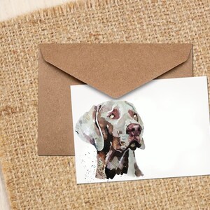 Cartão de saudação/nota Weimaraner III. Cartões Weimaraner, cartões de arte Weimaraner, cartão de felicitações Weimaraner