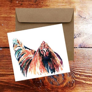 Carte de voeux/notes Grande poule rousse. Carte de poulet, carte de voeux de poulet, carte de voeux de poule