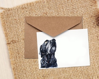 Black Labrador II Watercolour Art Note/Greeting Card/Xmas- Black Labrador Greeting card,Labrador Note card,Black Labrador watercolor Card