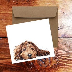 Labradoodle Art Square Card (s) Single / Packung mit 6 Labradoodle-Karten, Labradoodle-Grußkarten